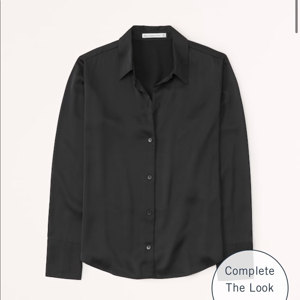 Black satin oversized blouse
